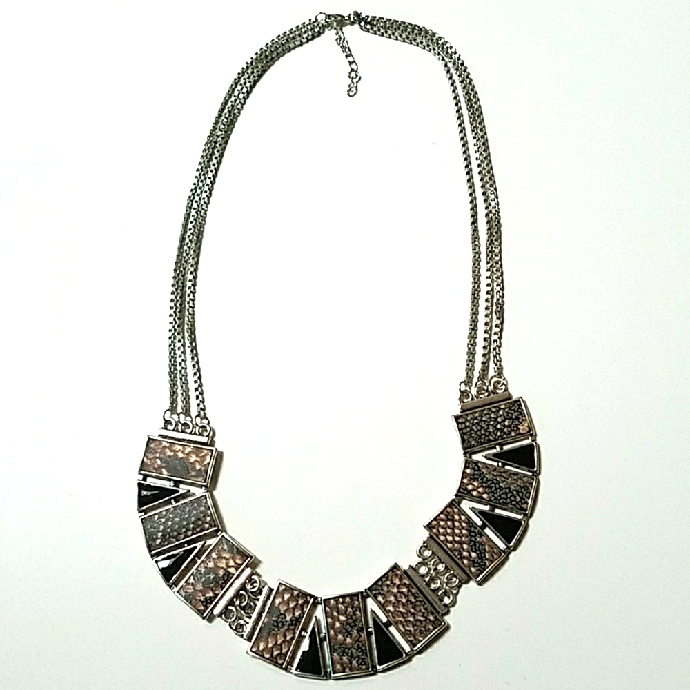 Serpentine Elegance: The Allure of Art Nouveau Silver Black And Brown Necklace